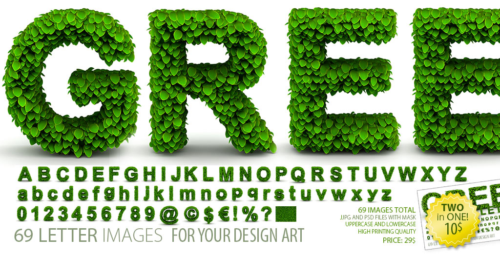 Font ClipArt Green Leaves V2 v1 Font Clipart Bundle