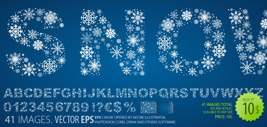SnowFlakes Vector Font-Clipart